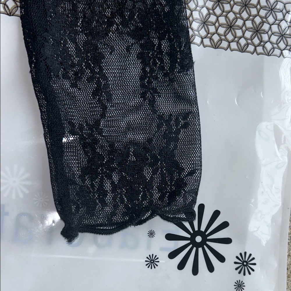 NEW Lace Sheer Long Sleeve Top - Black Sheer Feminine Long Sleeve Tee - Picture 8 of 8